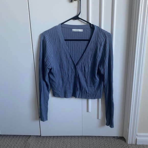 OAK + FORT Sweaters - Oak + Fort Lightweight Blue Cardigan (Perfect For Spring Or Summer)